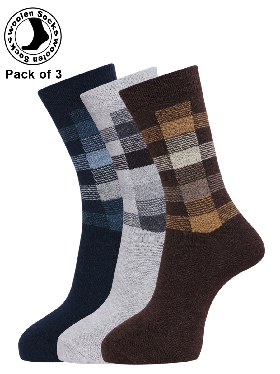 Dollar Full Length Woollen Socks for Mens Free Size (Pack of 3)