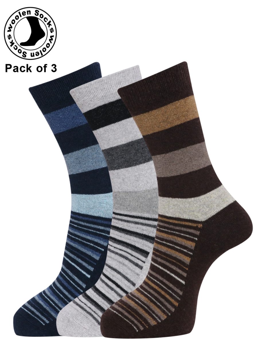 Dollar Full Length Woollen Socks for Mens Free Size (Pack of 3)
