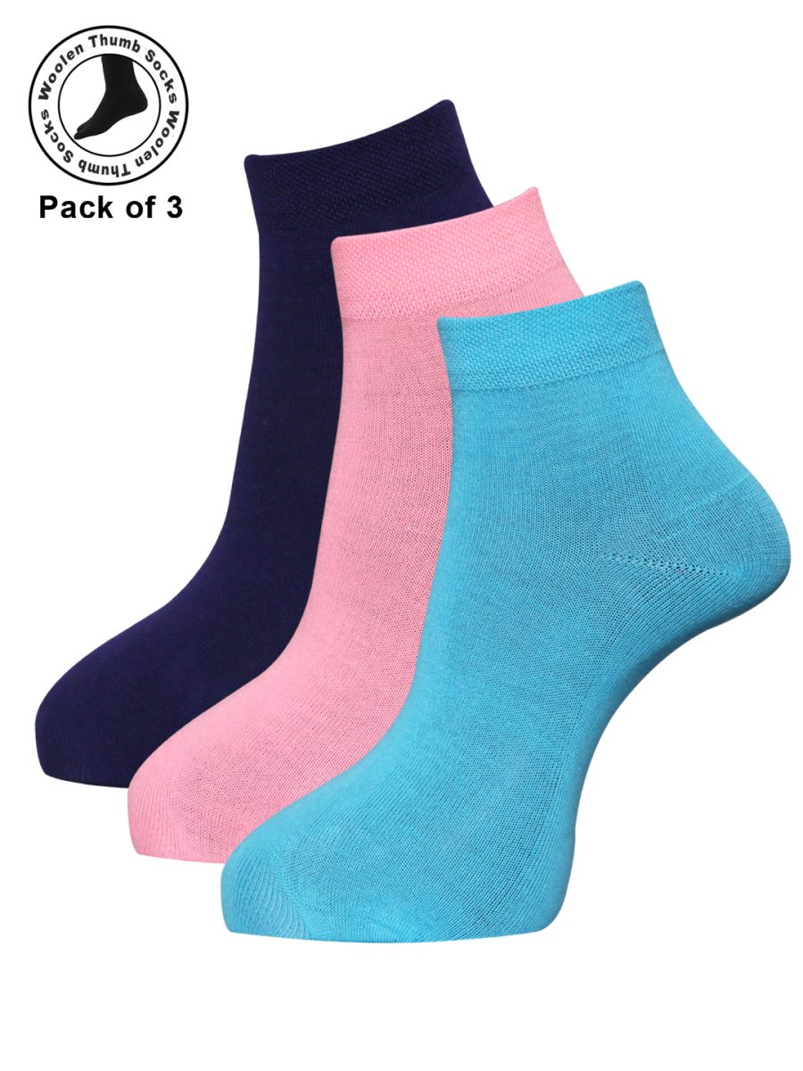 Dollar Woollen thumb socks Ankle Length Socks For Women's And Girls (Pack of 3)