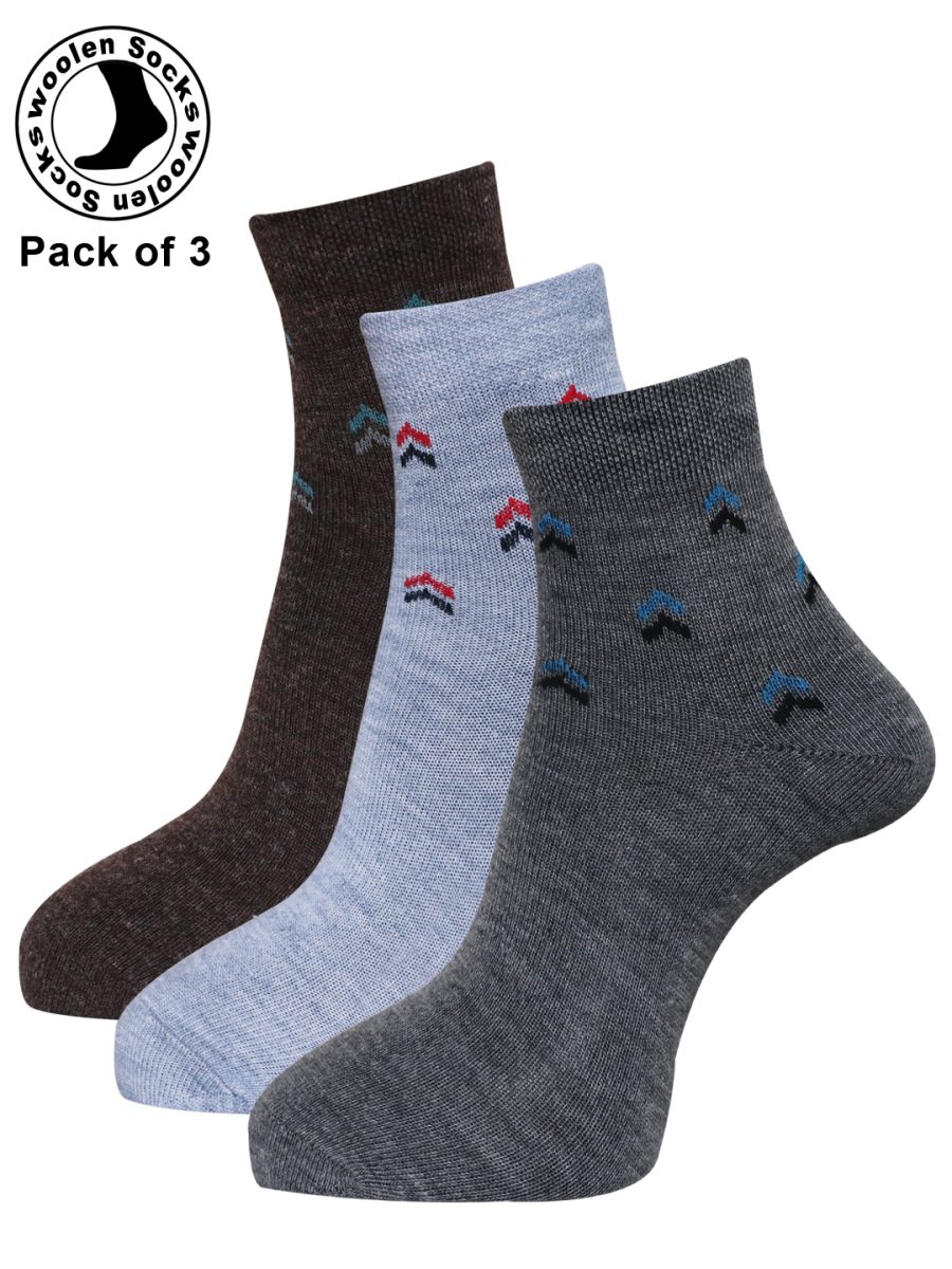 Dollar Woollen socks Ankle Length for Men's Free Size (Pack of 3)