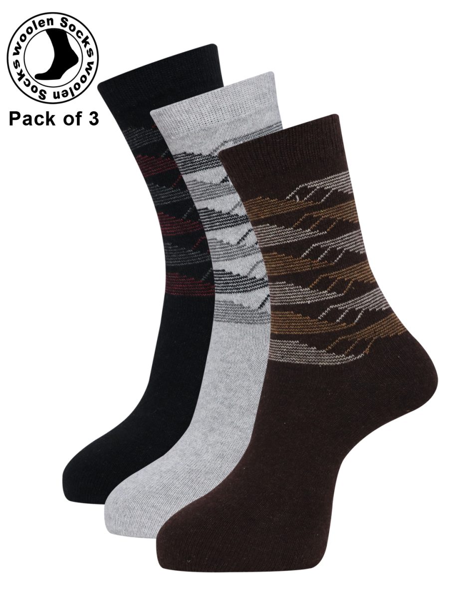 Dollar Full Length Woollen Socks for Mens Free Size (Pack of 3)