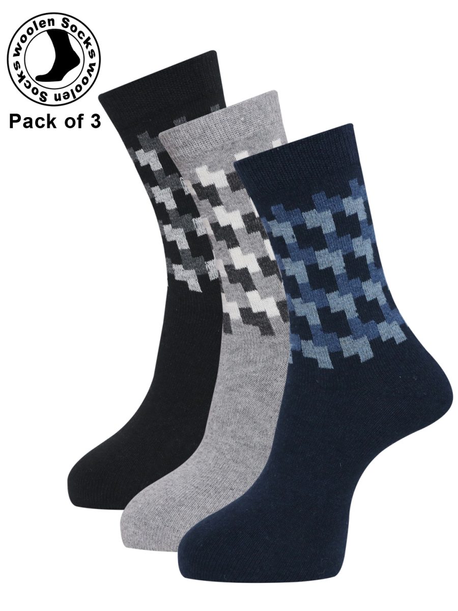 Dollar Full Length Woollen Socks for Mens Free Size (Pack of 3)