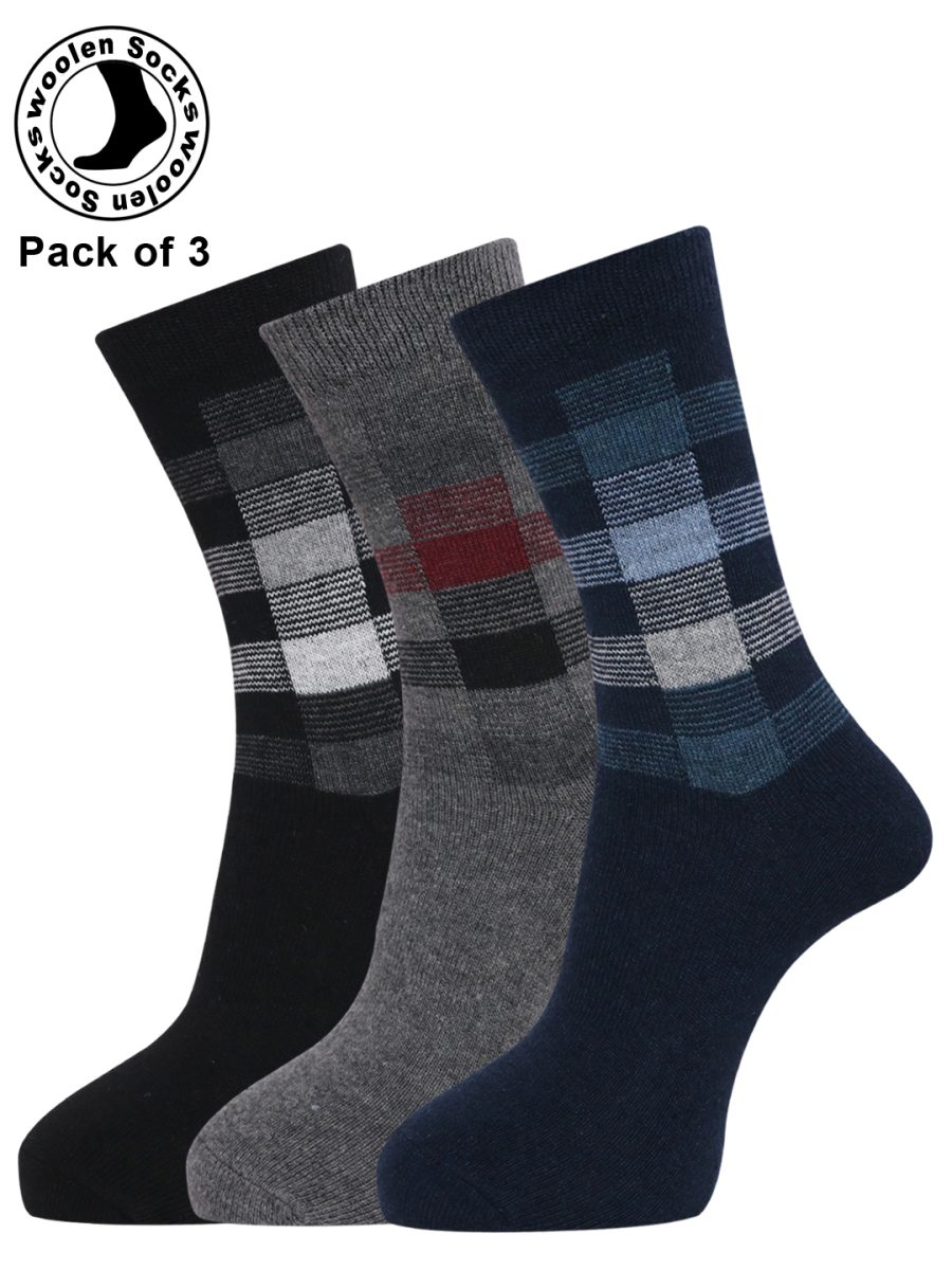 Dollar Full Length Woollen Socks for Mens Free Size (Pack of 3)