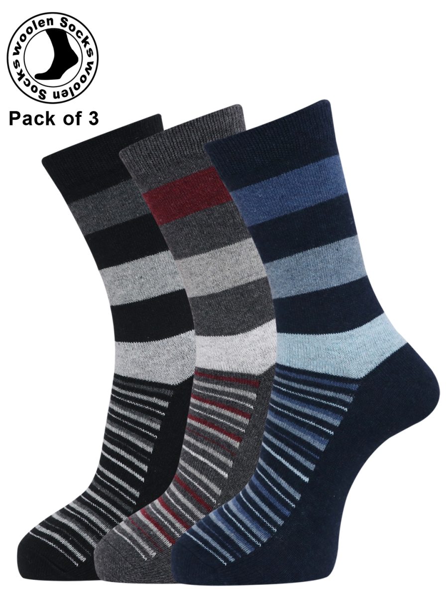 Dollar Full Length Woollen Socks for Mens Free Size (Pack of 3)