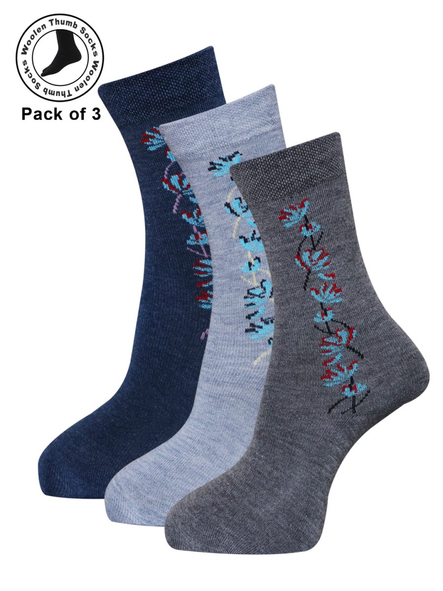 Dollar Woollen Thumb Socks Ankle length For Women's And Girls (Pack of 3)