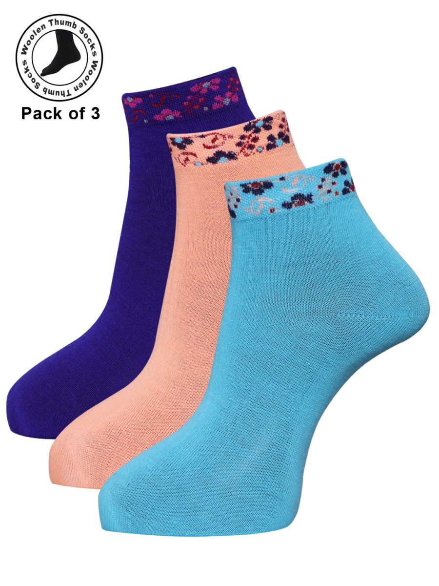 Dollar Woollen thumb socks Ankle Length Socks For Women's And Girls (Pack of 3)