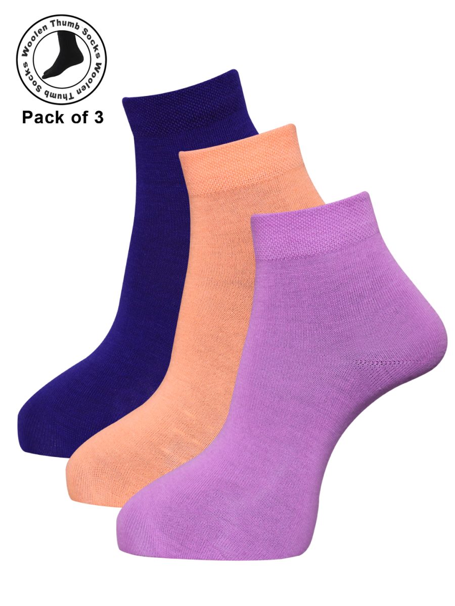 Dollar Woollen thumb socks Ankle Length Socks For Women's And Girls (Pack of 3)