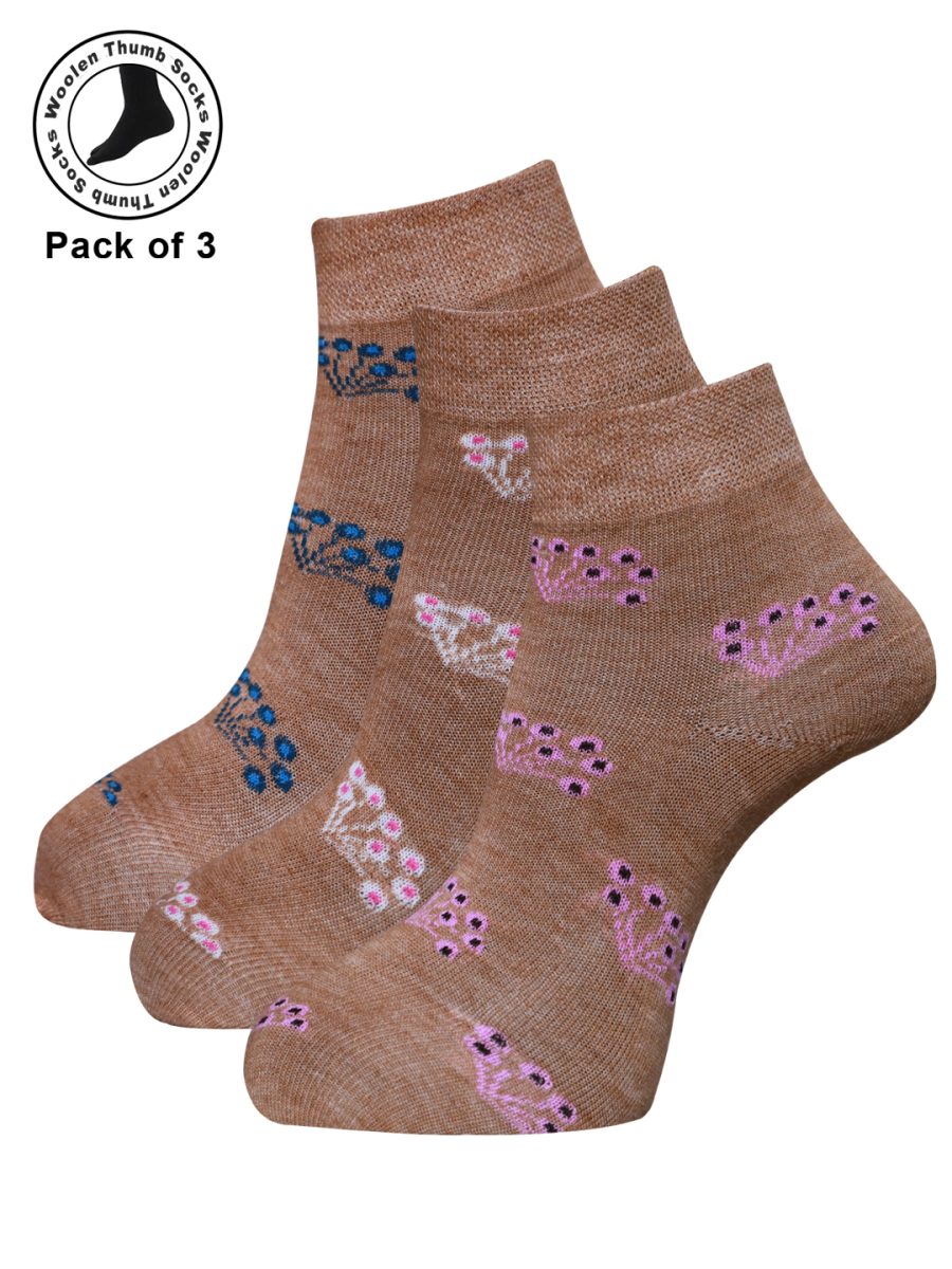 Dollar Woollen Socks Ankle Length For Women's And Girls (Pack of 3)