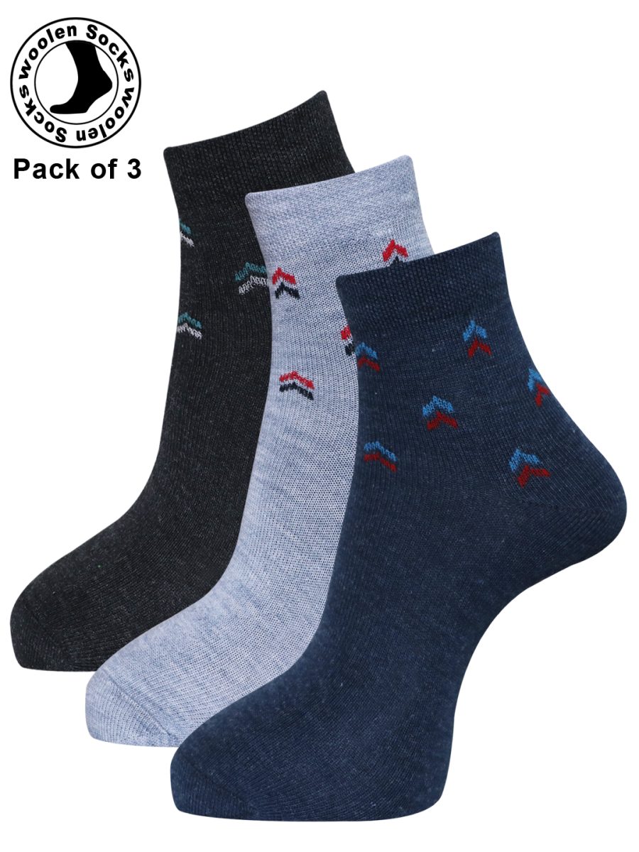 Dollar Woollen socks Ankle Length for Men's Free Size (Pack of 3)