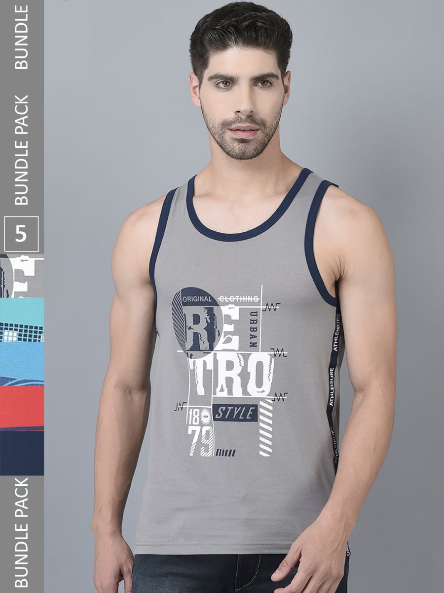 Dollar Men's Casual Cotton Printed Tank Top Vest