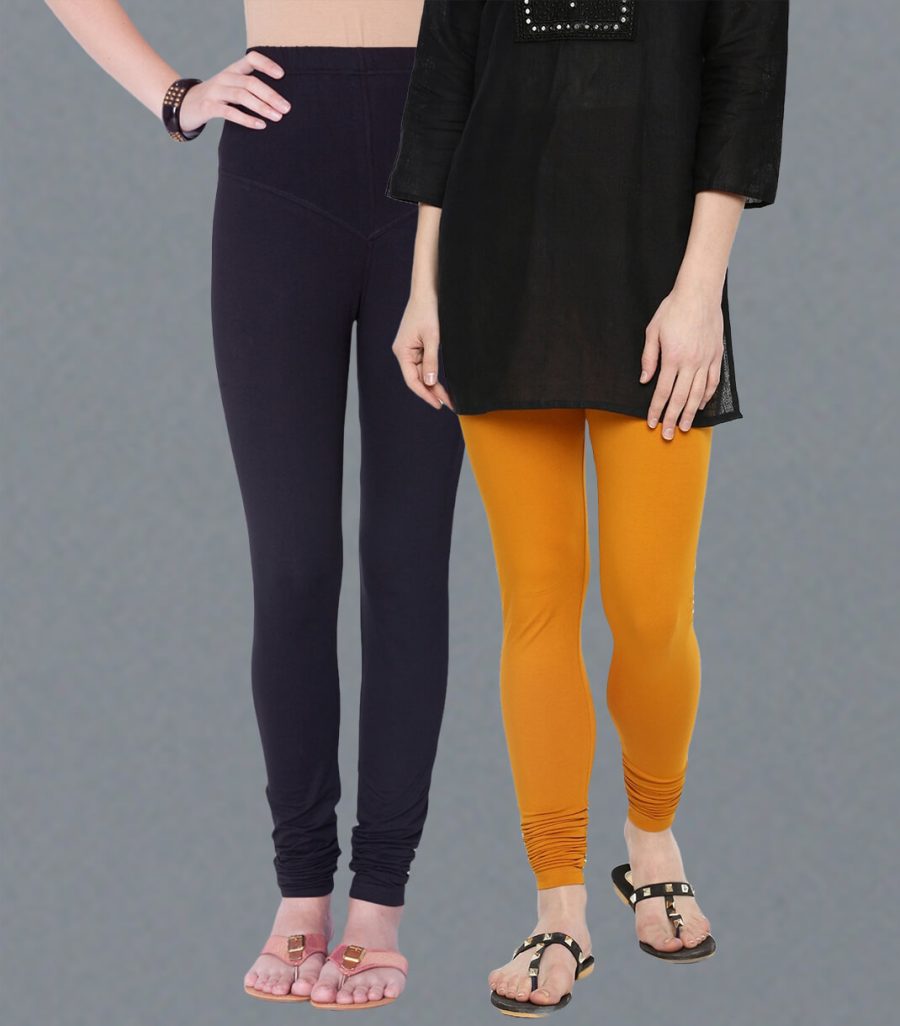Dollar Missy Women's Pack of 2 Multicolor Slim Fit Churidar Leggings