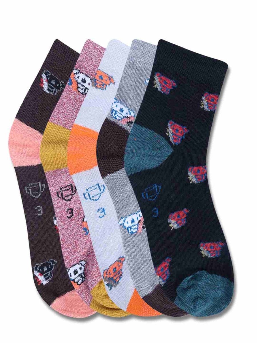 DOLLAR KIDS SOCKS FOR BOYS & GIRLS IN BLENDED COTTON (PACK OF 5)