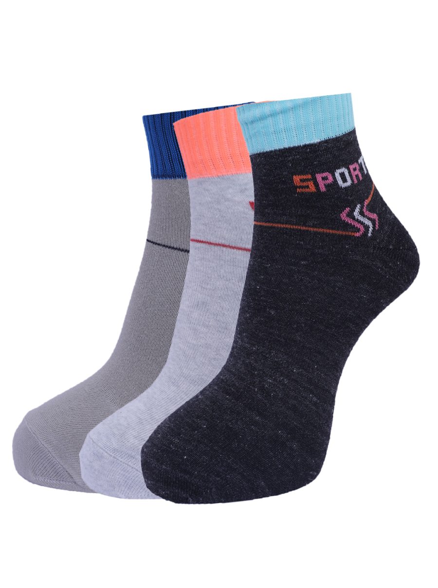 Dollar Socks Cotton Ankle Length Socks for Men's Free Size (Pack of 3)