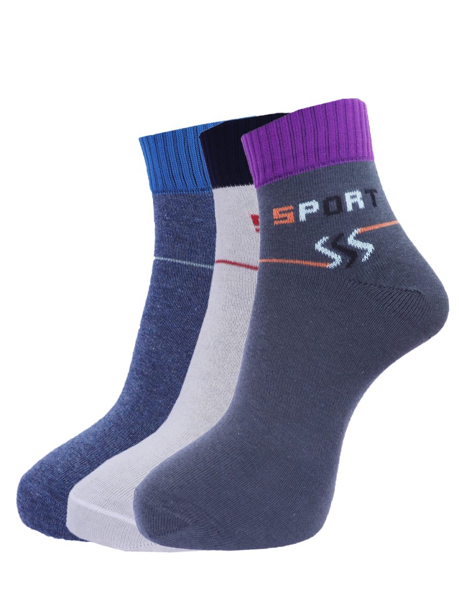 Dollar Socks Cotton Ankle Length Socks for Men's Free Size (Pack of 3)