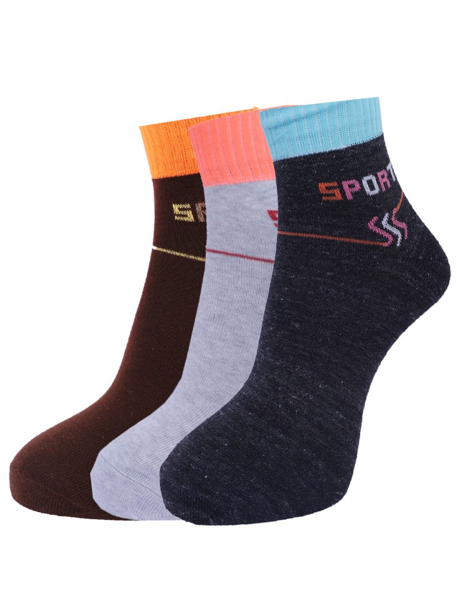 Dollar Socks Cotton Ankle Length Socks for Men's Free Size (Pack of 3)