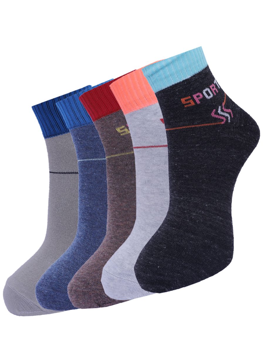 Dollar Socks Cotton Ankle Length Socks for Men's Free Size (Pack of 5)