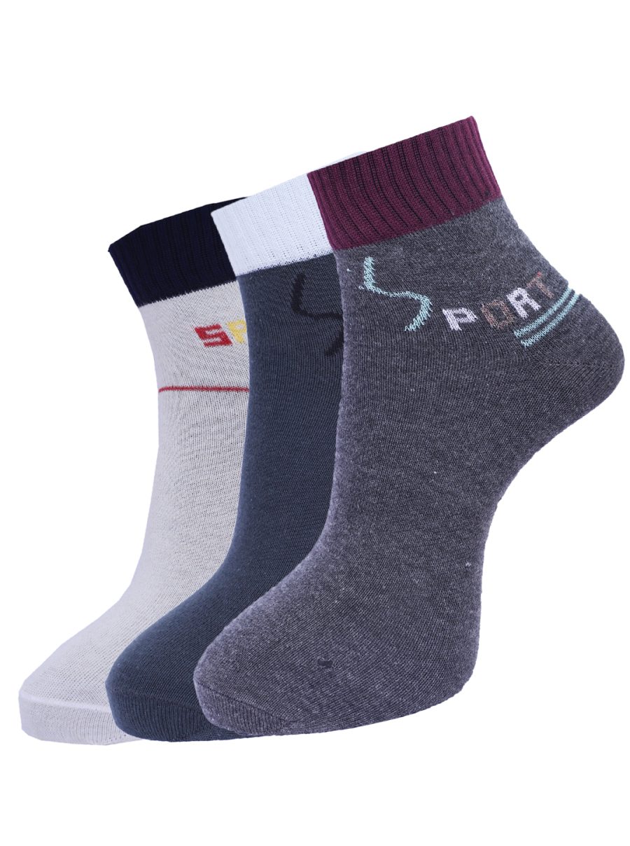 Dollar Socks Cotton Ankle Length Socks for Men's Free Size (Pack of 3)