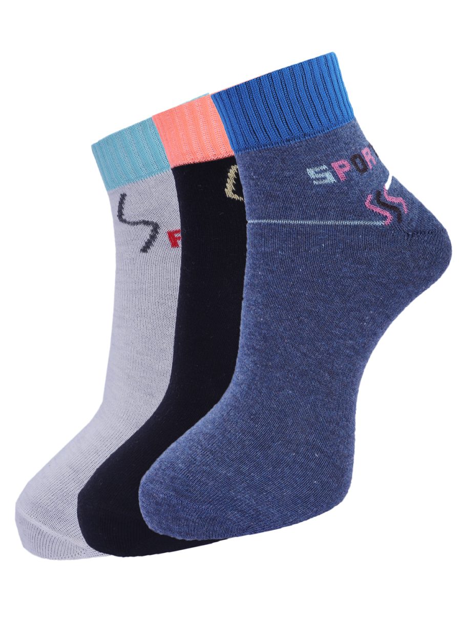 Dollar Socks Cotton Ankle Length Socks for Men's Free Size (Pack of 3)