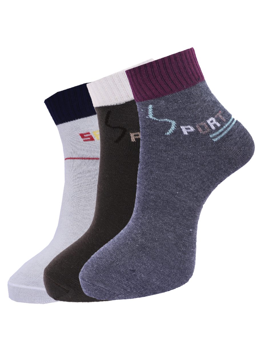 Dollar Socks Cotton Ankle Length Socks for Men's Free Size (Pack of 3)