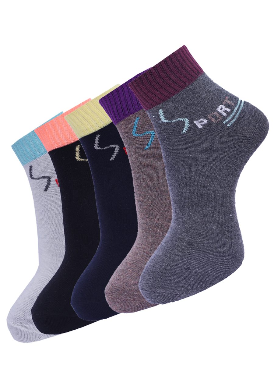 Dollar Socks Cotton Ankle Length Socks for Men's Free Size (Pack of 5)