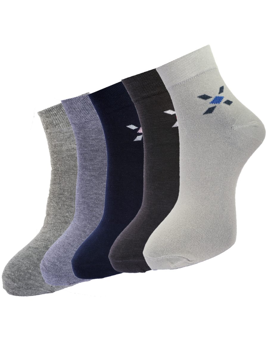 Dollar Socks Cotton Ankle Length Socks for Men's Free Size (Pack of 5)