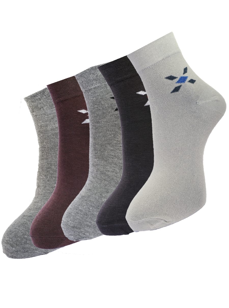 Dollar Socks Cotton Ankle Length Socks for Men's Free Size (Pack of 5)