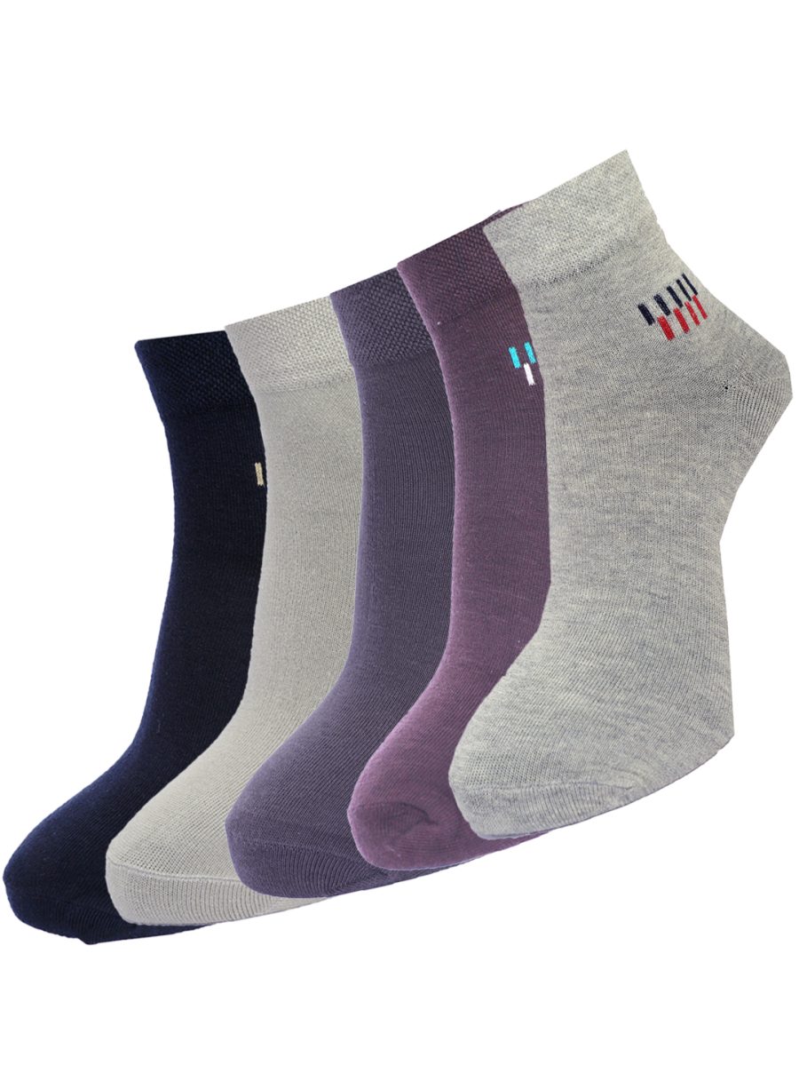 Dollar Socks Cotton Ankle Length Socks for Men's Free Size (Pack of 5)