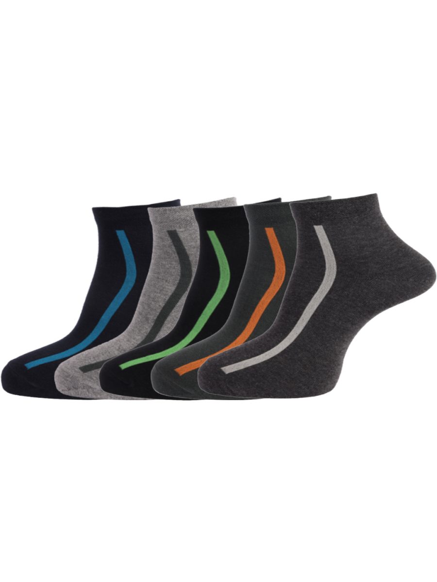 Dollar Socks Cotton Ankle Length Socks for Men's Free Size (Pack of 5)