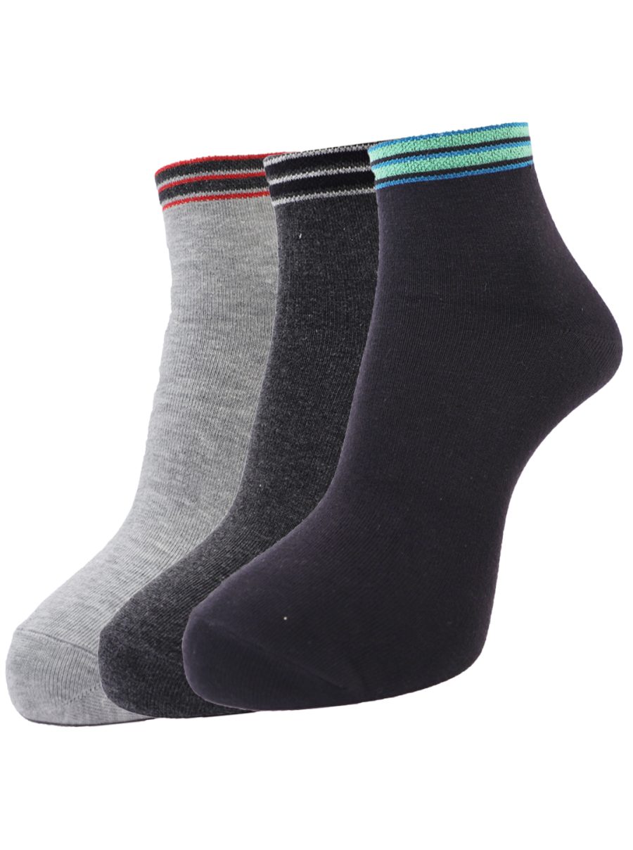 Dollar Socks Cotton Ankle Length Socks for Men's Free Size (Pack of 3)