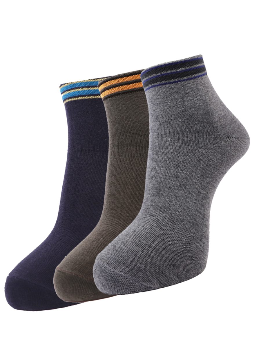 Dollar Socks Cotton Ankle Length Socks for Men's Free Size (Pack of 3)