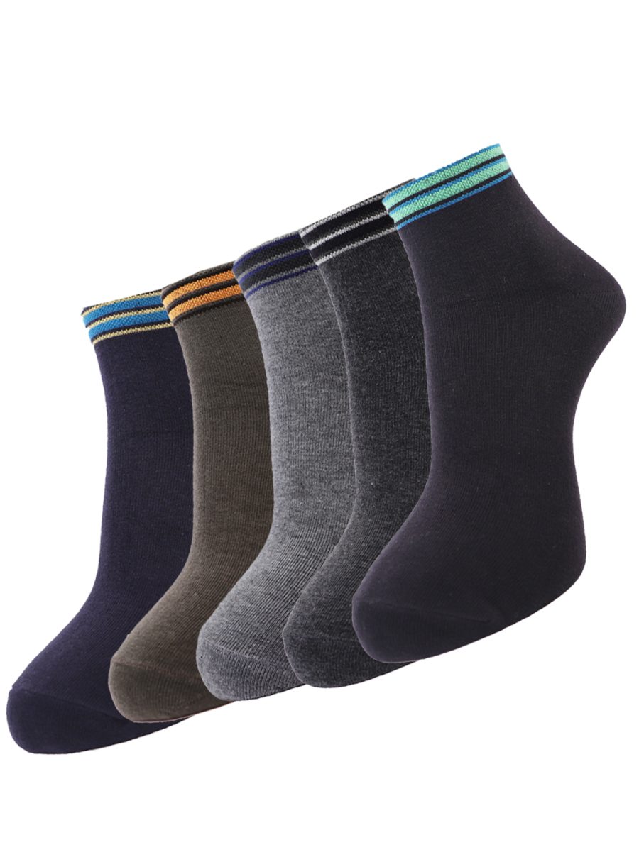 Dollar Socks Cotton Ankle Length Socks for Men's Free Size (Pack of 5)