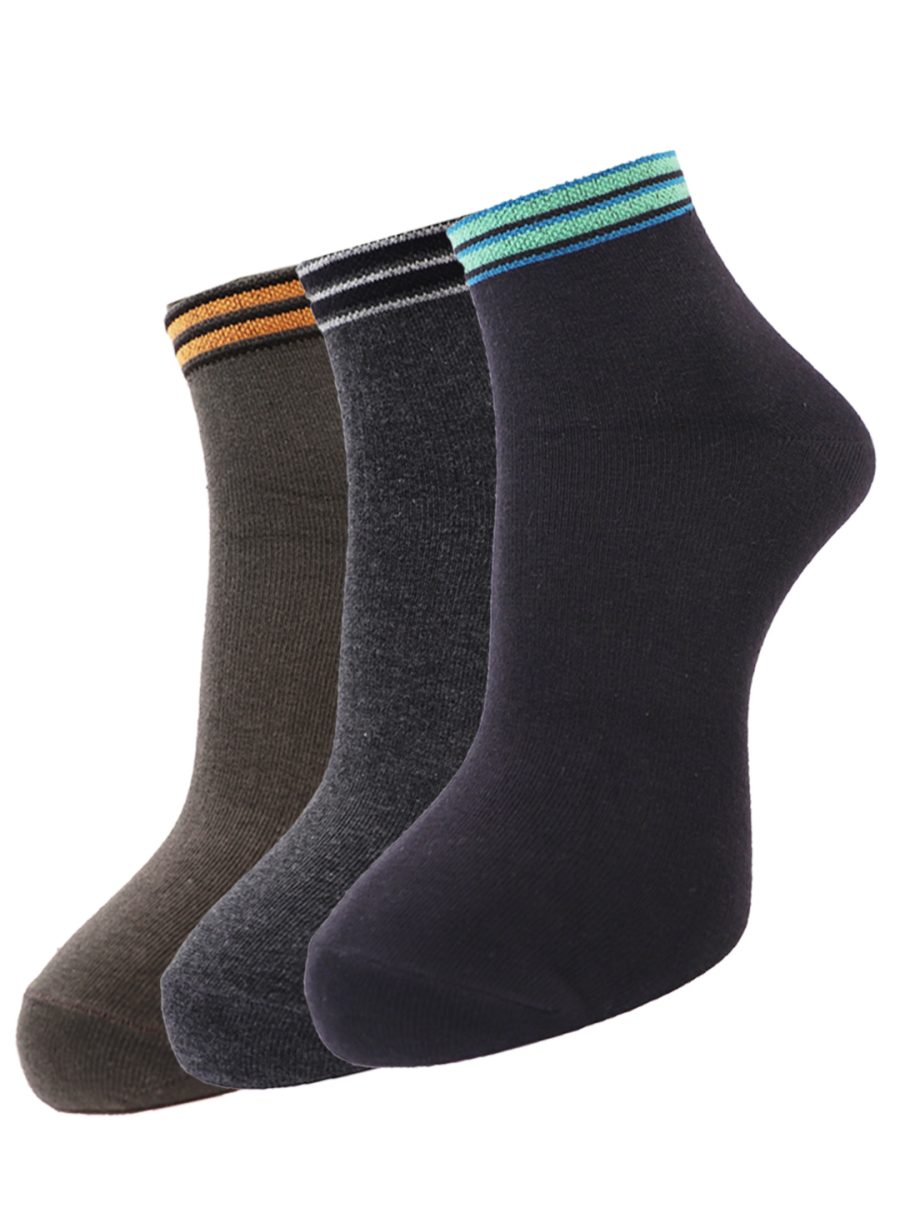 Dollar Socks Cotton Ankle Length Socks for Men's Free Size (Pack of 3)