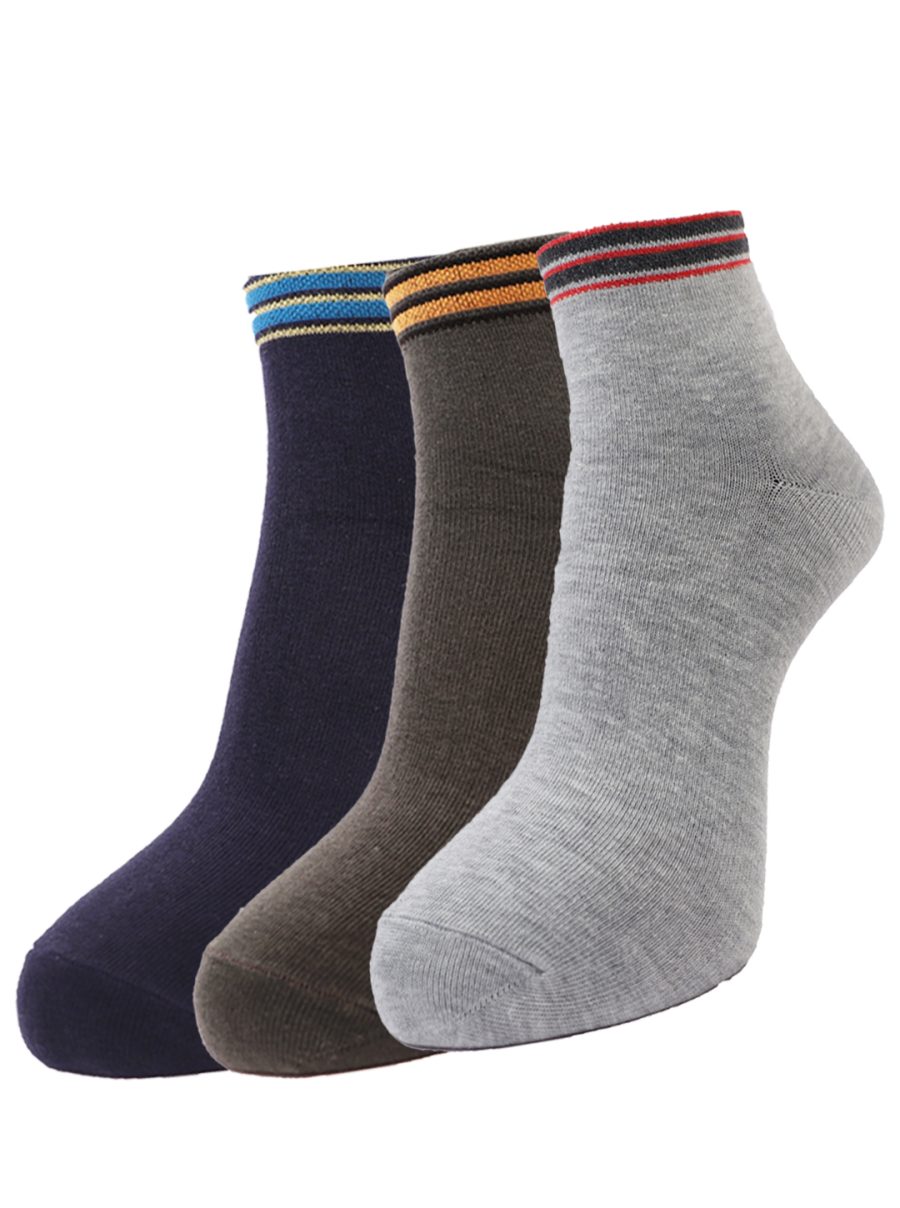 Dollar Socks Cotton Ankle Length Socks for Men's Free Size (Pack of 3)