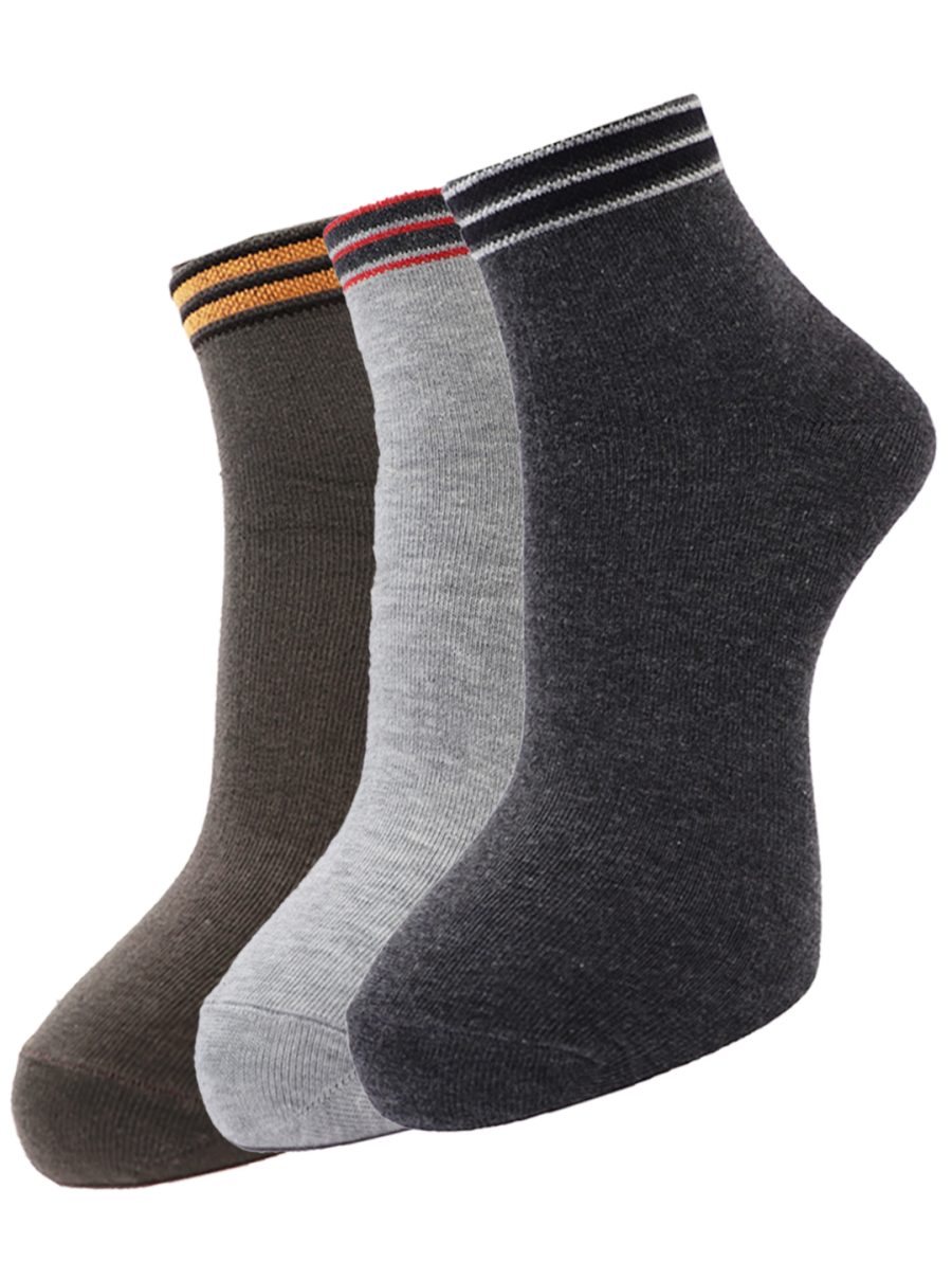 Dollar Socks Cotton Ankle Length Socks for Men's Free Size (Pack of 3)