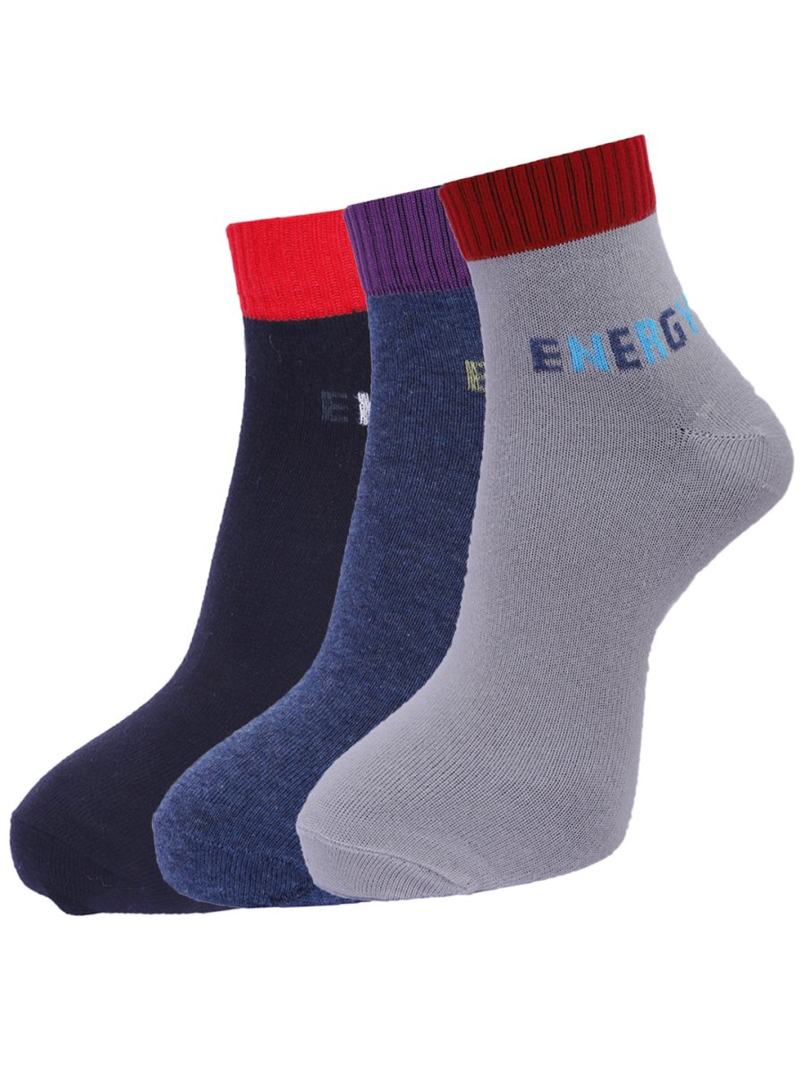 Dollar Socks Cotton Ankle Length Socks for Men's Free Size (Pack of 3)