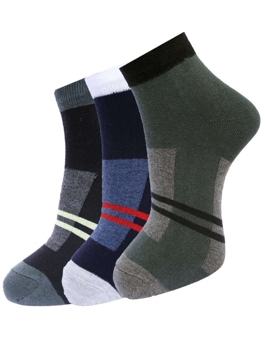 Dollar Socks Cotton Ankle Length Socks for Men's Free Size (Pack of 3)