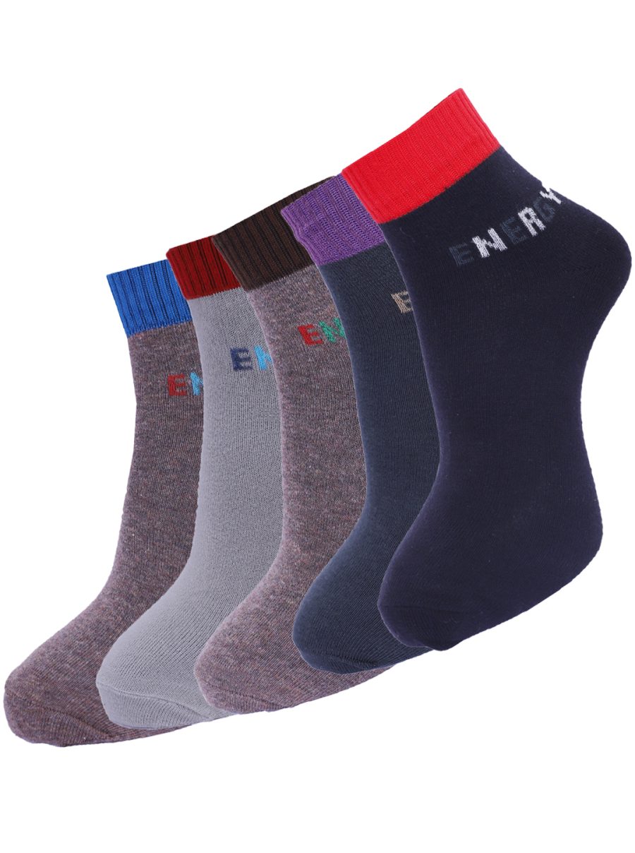 Dollar Socks Cotton Ankle Length Socks for Men's Free Size (Pack of 5)