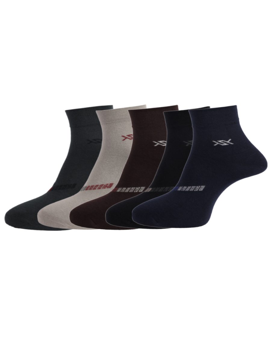 Dollar Socks Cotton Ankle Length Socks for Men's Free Size (Pack of 5)