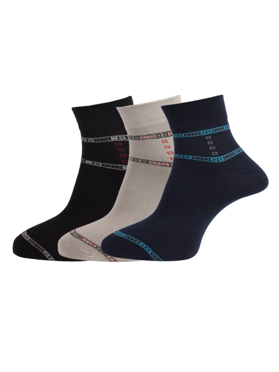 Dollar Socks Cotton Ankle Length Socks for Men's Free Size (Pack of 3)