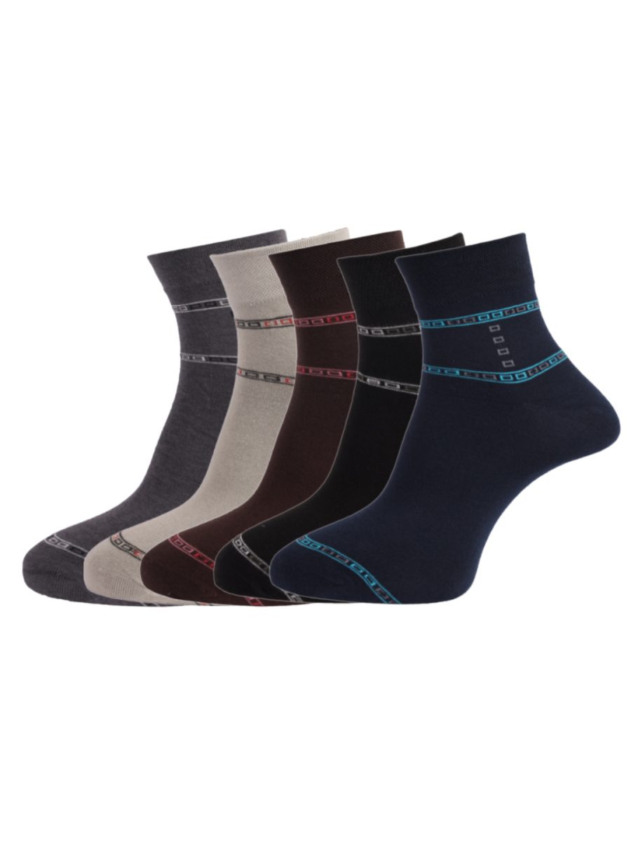 Dollar Socks Cotton Ankle Length Socks for Men's Free Size (Pack of 5)