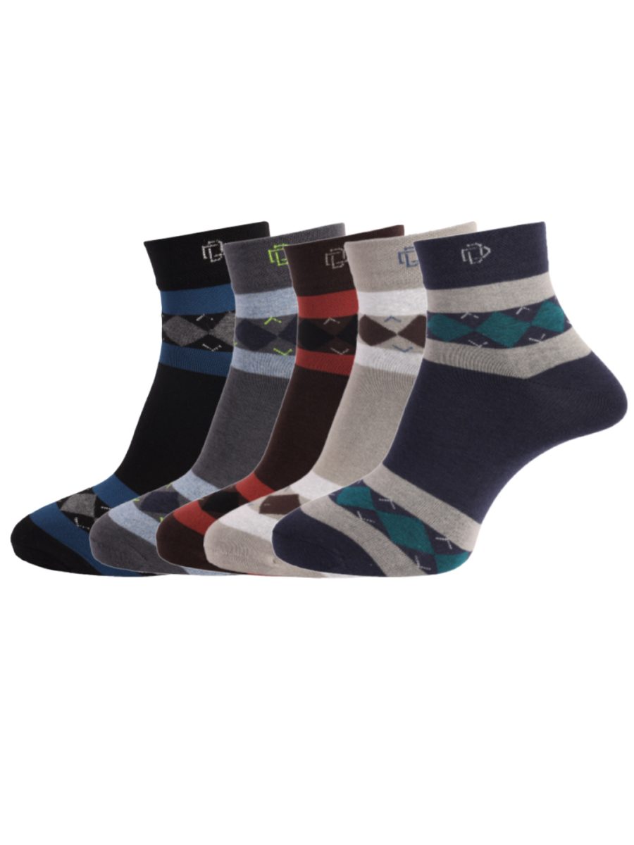 Dollar Socks Cotton Ankle Length Socks for Men's Free Size (Pack of 5)