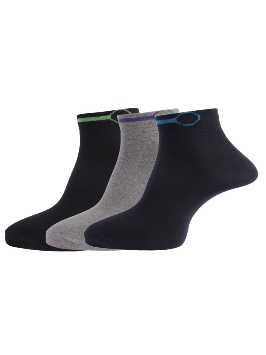 Dollar Socks Cotton Ankle Length Socks for Men's Free Size (Pack of 3)