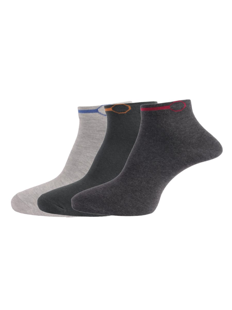Dollar Socks Cotton Ankle Length Socks for Men's Free Size (Pack of 3)