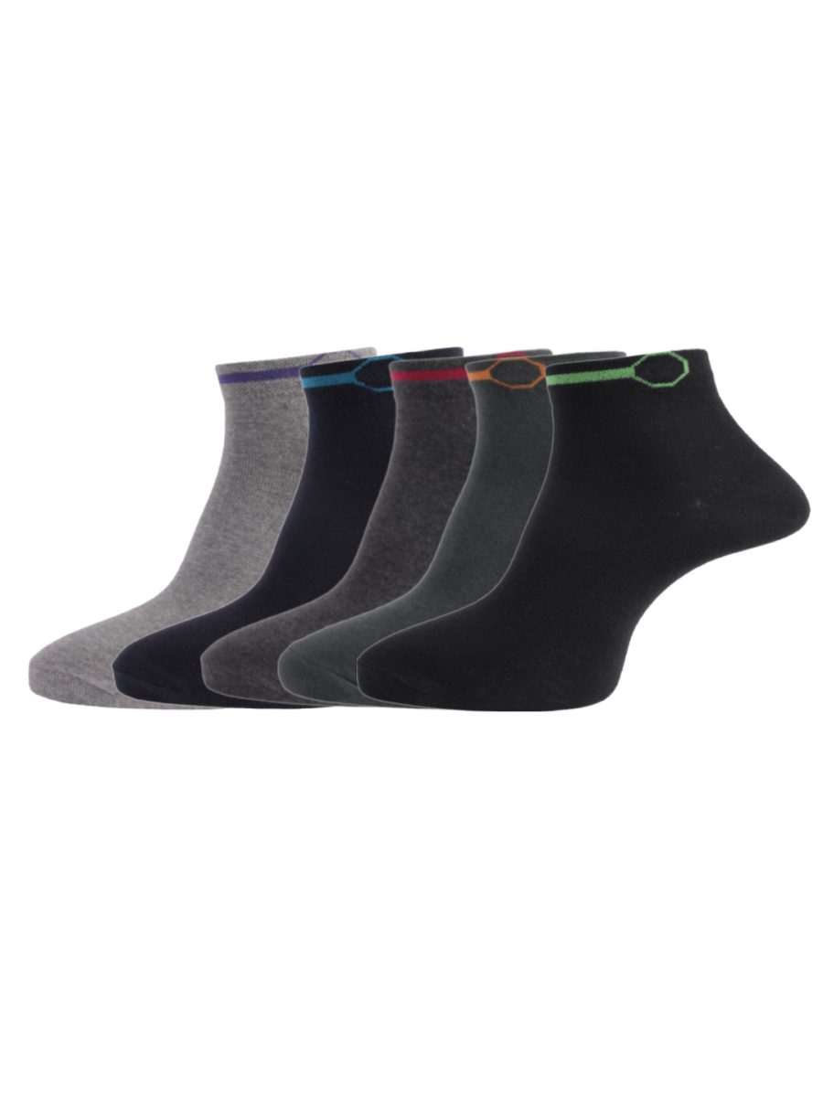 Dollar Socks Cotton Ankle Length Socks for Men's Free Size (Pack of 5)