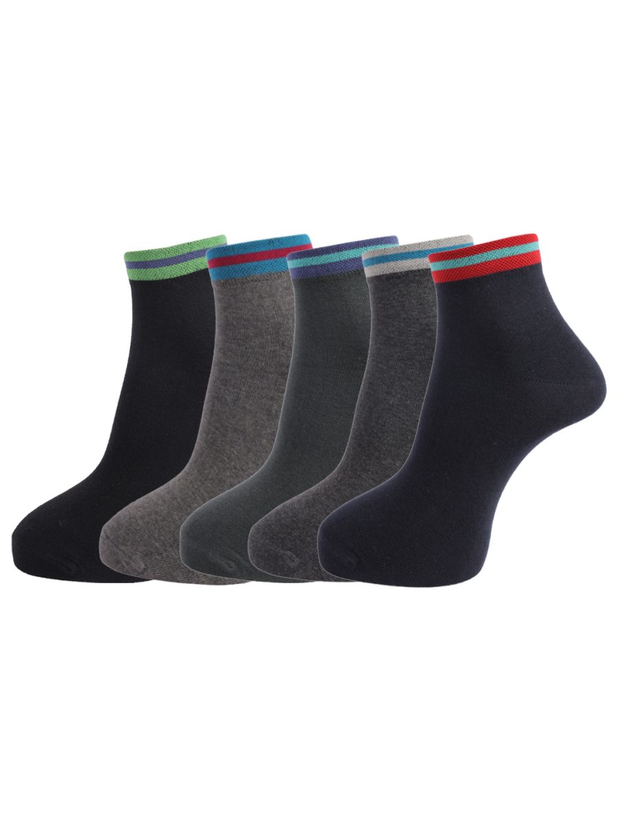 Dollar Socks Cotton Ankle Length Socks for Men's Free Size (Pack of 5)
