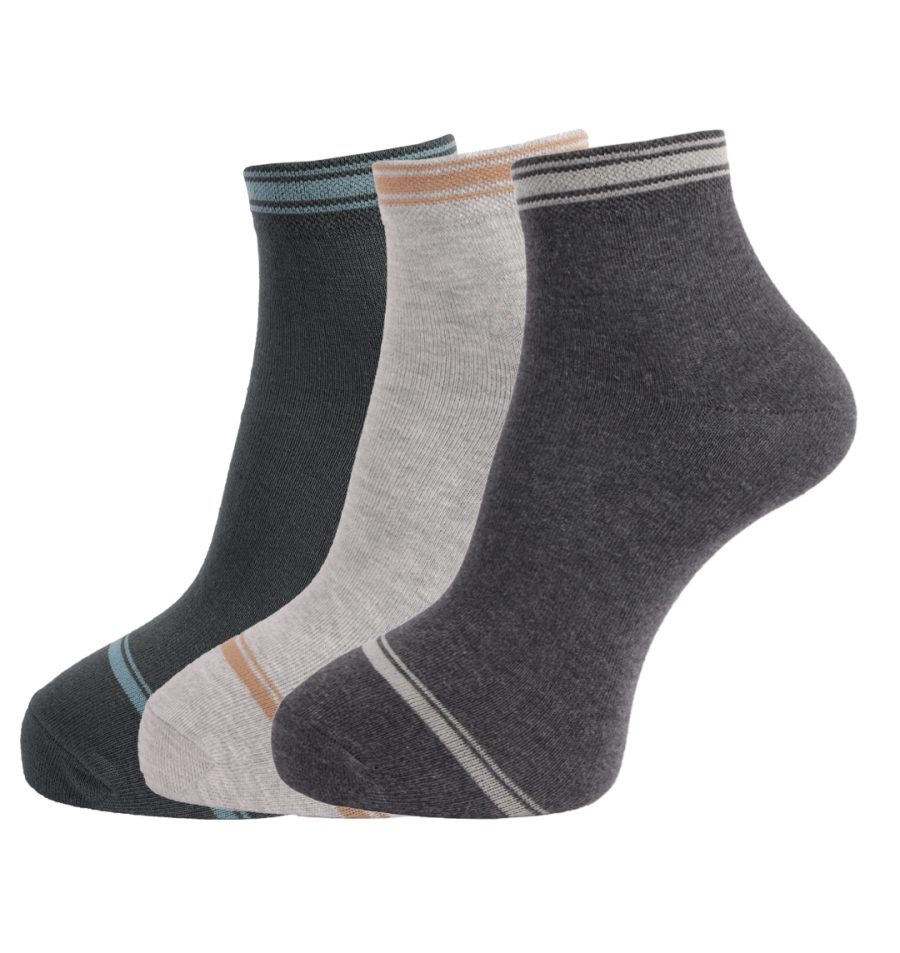 Dollar Socks Cotton Ankle Length Socks for Men's Free Size (Pack of 3)