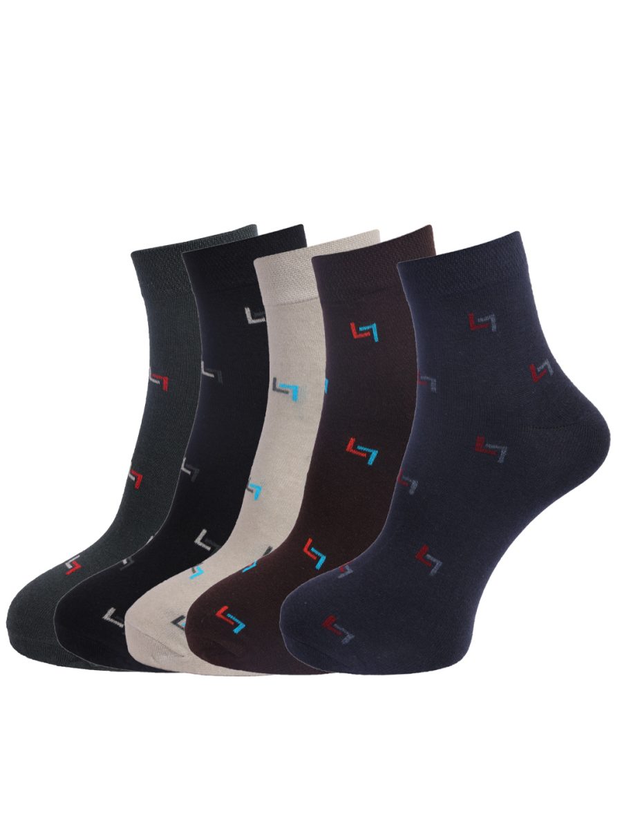 Dollar Socks Cotton Ankle Length Socks for Men's Free Size (Pack of 5)