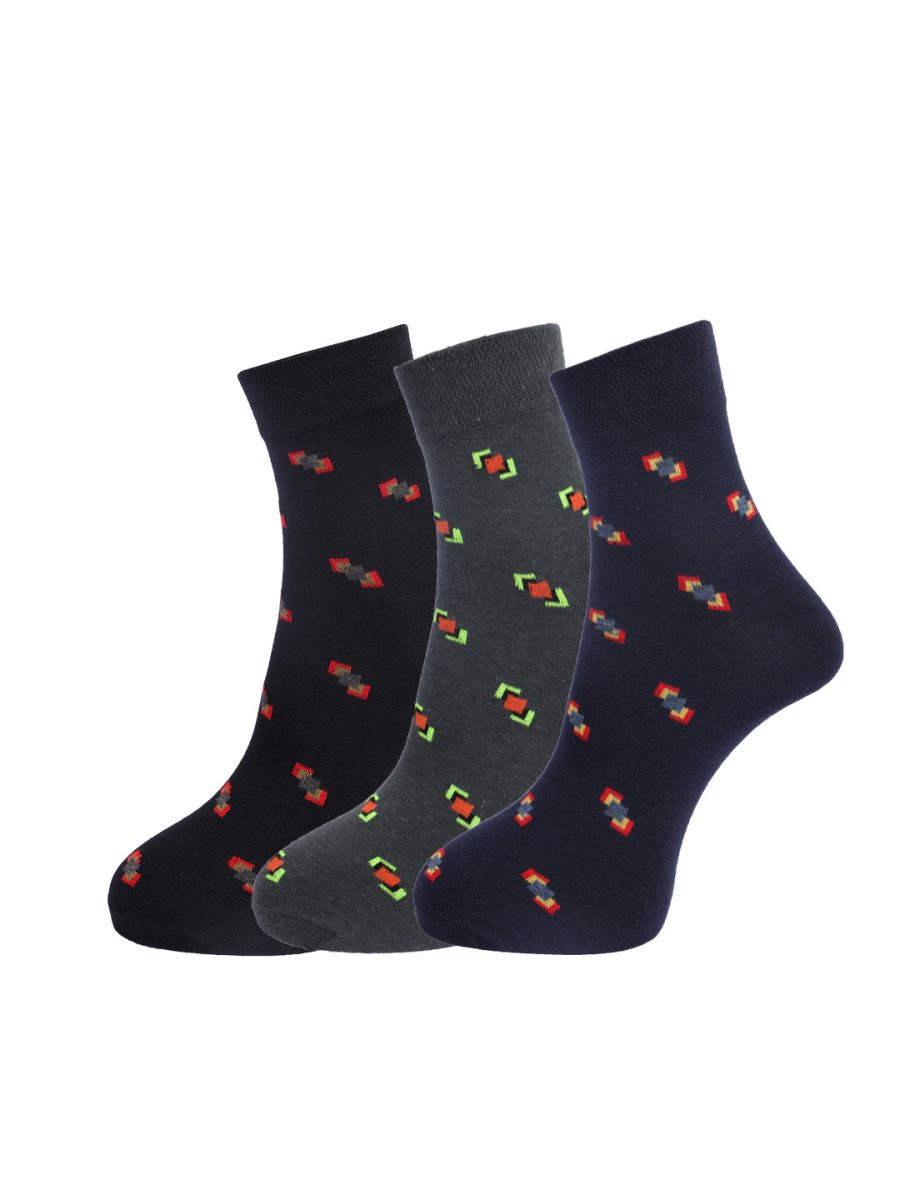 Dollar Socks Cotton Ankle Length Socks for Men's Free Size (Pack of 3)