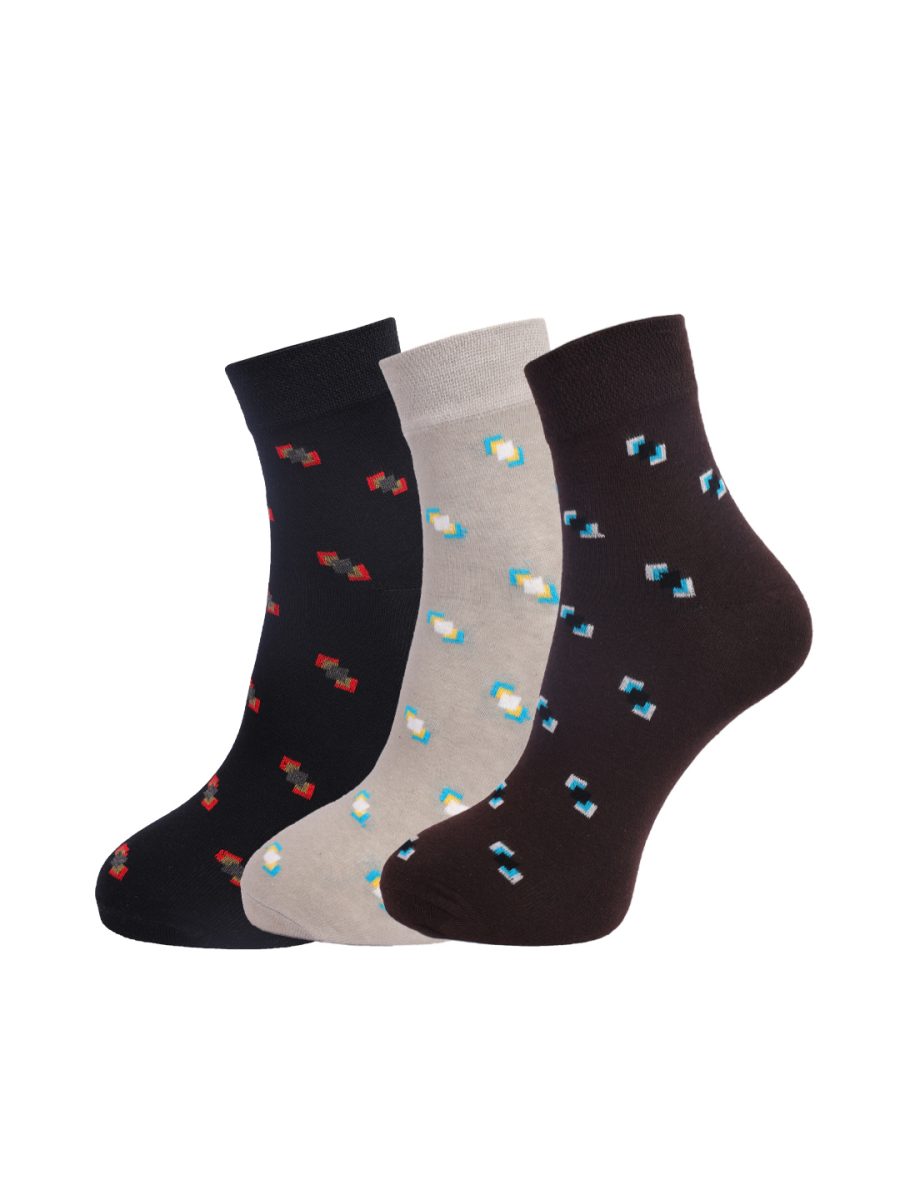 Dollar Socks Cotton Ankle Length Socks for Men's Free Size (Pack of 3)