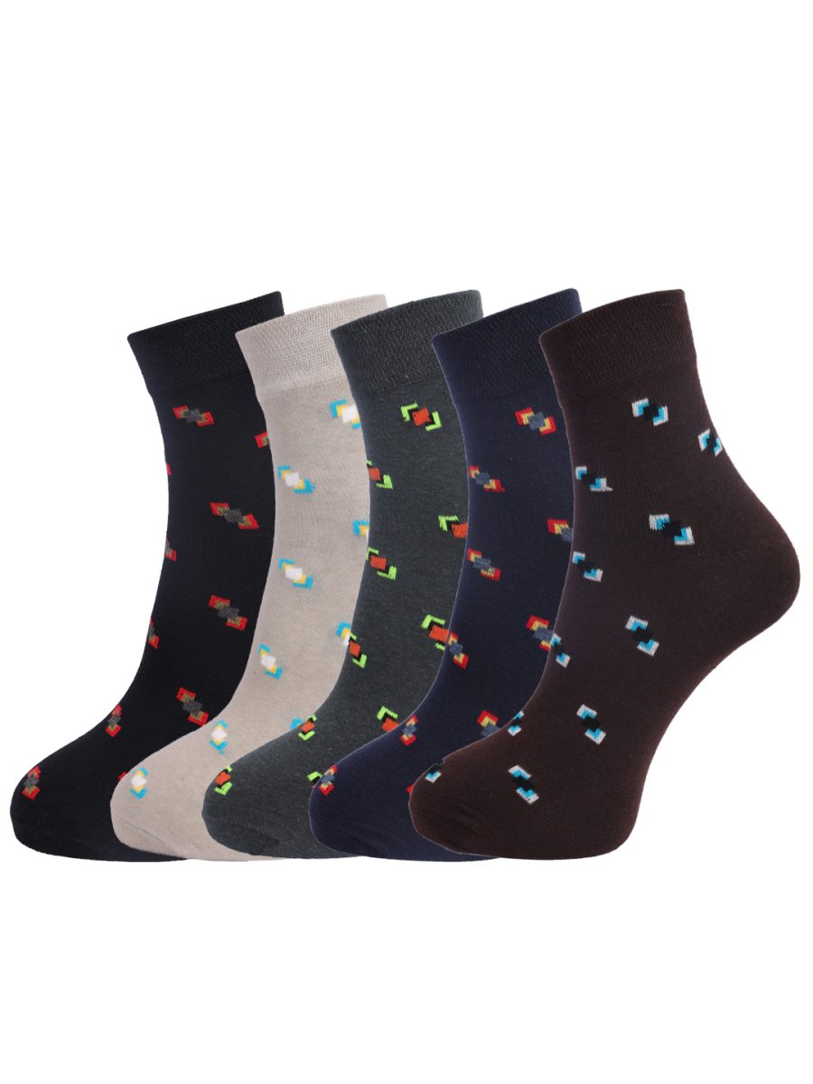 Dollar Socks Cotton Ankle Length Socks for Men's Free Size (Pack of 5)